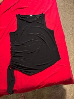 Black Women's Tank Top with Side Tie